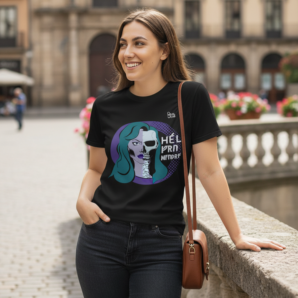 Camiseta Hel · Diosa Nórdica del Inframundo · Estilo Retro · Diseño Frontal